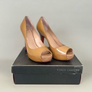 Authentic Vintage Vince Camuto Beach Kid Patent 12M Peep Toe Heels Pasquale Sole